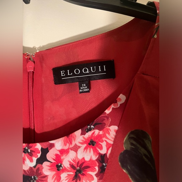 Eloquii Red Rose Floral Drape Midi Dress - PLUS Size 24 - Picture 3 of 8